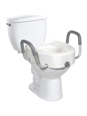 Elongated Raised Toilet Seat with Arms drive™ 4-1/2 Inch Height White 300 lbs. Weight Capacity