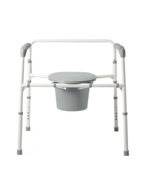Medline Extra-Wide 24" Steel Bariatric Commode with 650 lb. Capacity, Elongated
