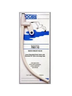 Long DrainTube Urocare® Quick Drain Valve™ Standard, 0.25 I.D. X 10 Long Inch, White rubber and Plastic, NonSterile
