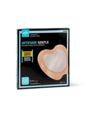 Medline Optifoam Gentle Silicone-Faced Foam Dressing, 7" x 7" Case with Liquitrap Core