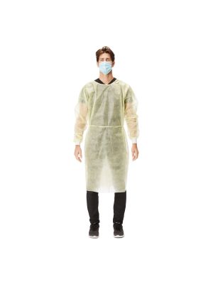 Protective Procedure Gown Adult Large Yellow NonSterile Disposable