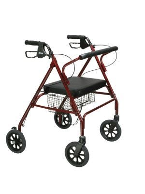Bariatric 4 Wheel Rollator drive™ Go-Lite Red Adjustable Height / Folding Steel Frame
