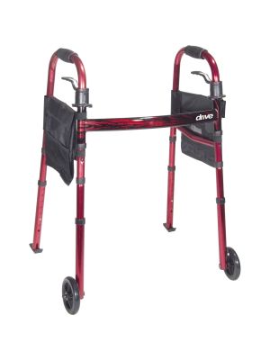 Drive Medical Deluxe Folding Travel Walker with 5" Wheels