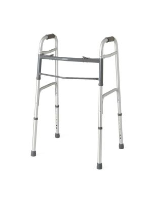 Medline Two-Button Adult Walker, Folding, 1" Adjustable