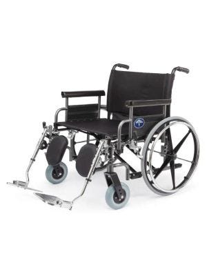 Medline Shuttle Extra-Wide Bariatric Wheelchair with Removable Desk Length Arms and Elevating Legrests, 30"